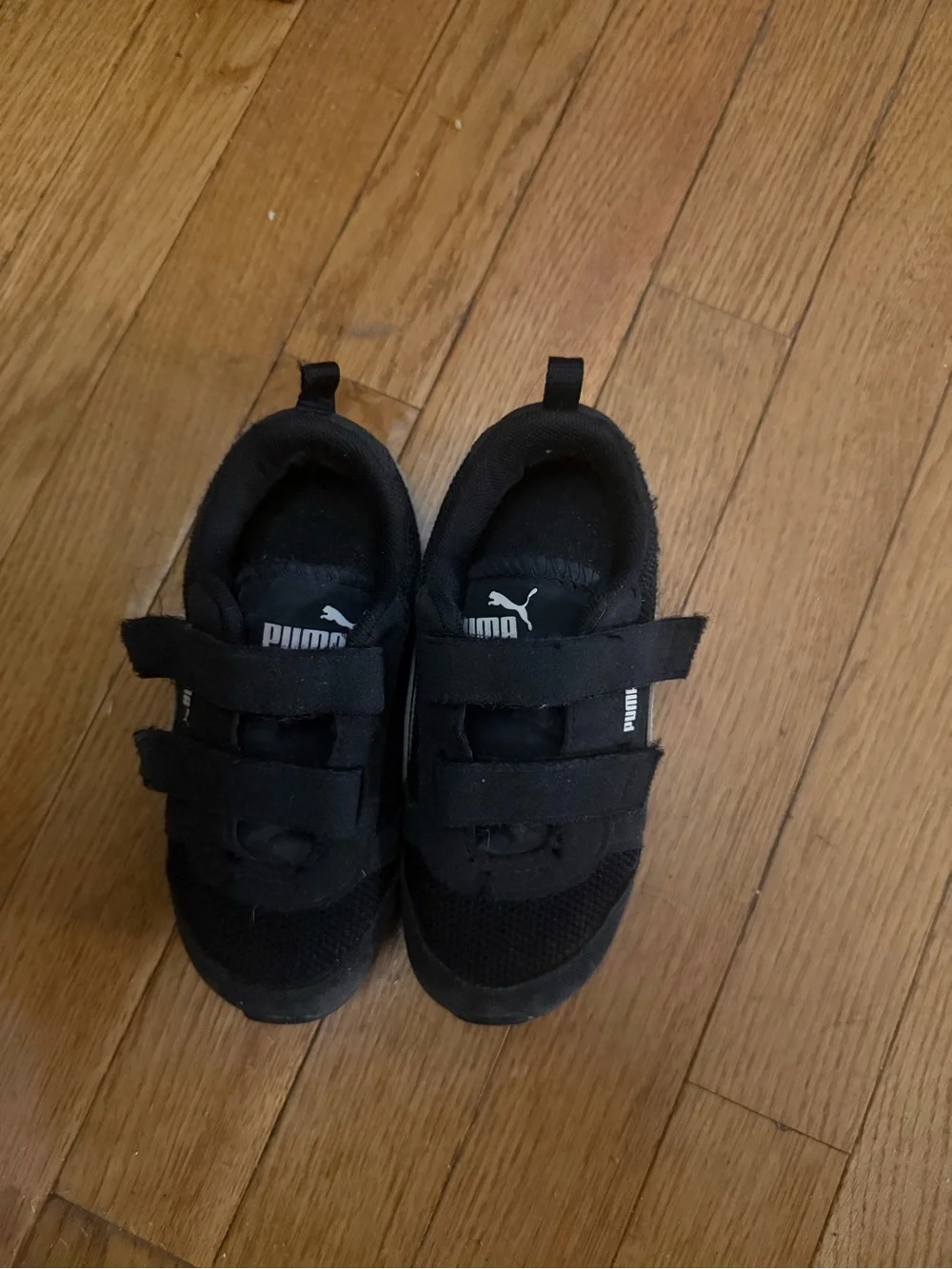 Puma Kids Black and White Velcro Sneakers